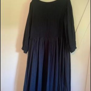 Seek shelter navy linen dress